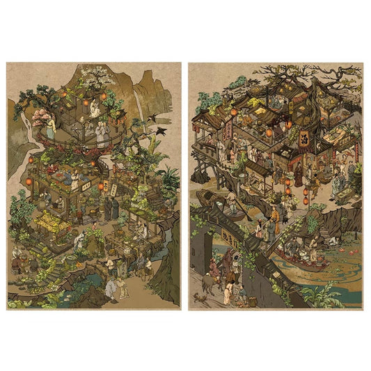 Floating Scenery Vol. 2 Wind Returns - Waterside Tavern Cloud Rising - Mountain Tea House - L - JoyJollyCrafts