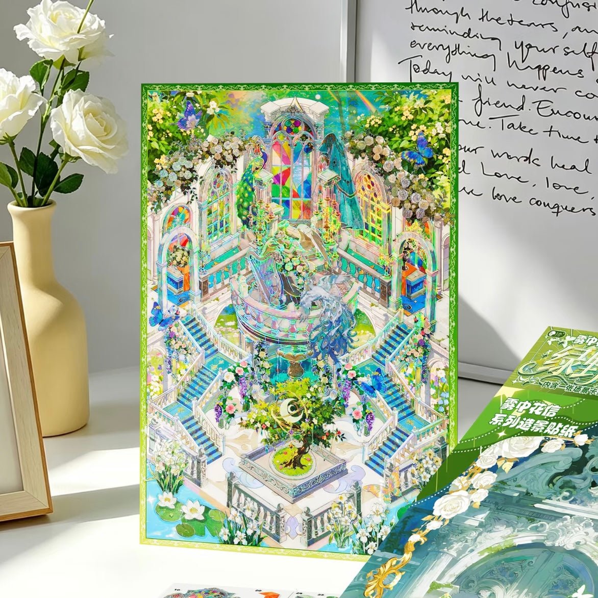 Flowers in the Mist Series Green Wilderness Mystery Blue Realm Flower Market - L - JoyJollyCrafts