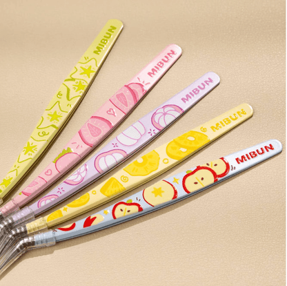 Fruit + Star Glitter Tweezers Apple Pineapple Mangosteen Strawberry Starfruit Yellow Star Glitter Blue Star Glitter Gray Star Glitter - S - JoyJollyCrafts
