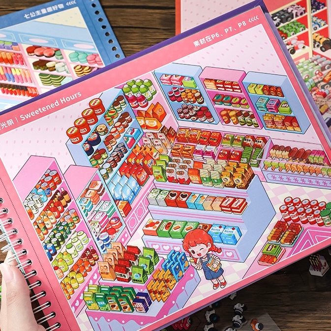 Fun Items Scenery & Dress-Up Sticker Book - L - JoyJollyCrafts