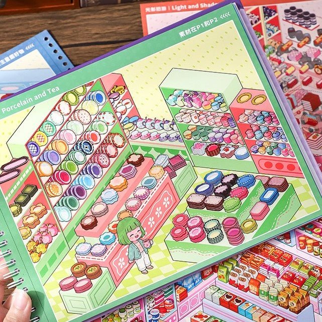 Fun Items Scenery & Dress-Up Sticker Book - L - JoyJollyCrafts
