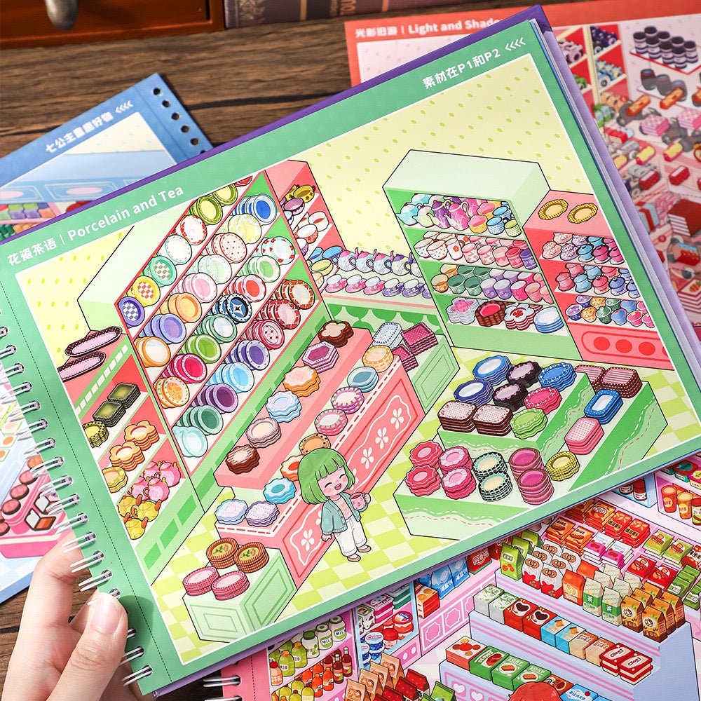 Fun Items Scenery & Dress-Up Sticker Book - L - JoyJollyCrafts