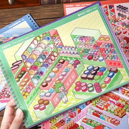 Fun Items Scenery & Dress-Up Sticker Book - L - JoyJollyCrafts