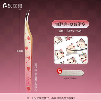 GuanGuan Black Ribbon Bow Black&Pink Ribbon Bow Pink Strawberry Dolphin Tweezers - JoyJollyCrafts