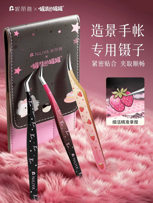 GuanGuan Black Ribbon Bow Black&Pink Ribbon Bow Pink Strawberry Dolphin Tweezers - JoyJollyCrafts