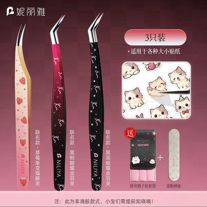 GuanGuan Black Ribbon Bow Black&Pink Ribbon Bow Pink Strawberry Dolphin Tweezers - JoyJollyCrafts