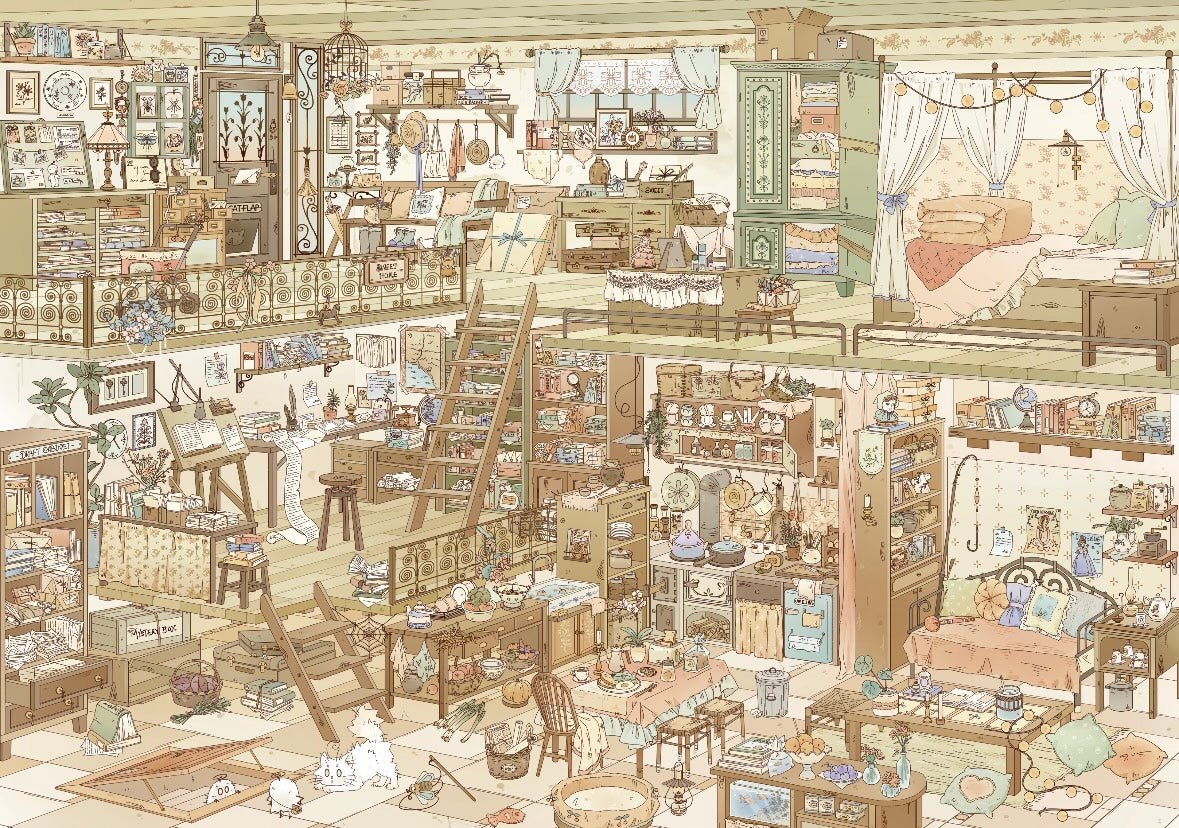 GuluGulu Vol. 12 Slow Life Series Twilight Fireworks Botanical Shop Draft House and Secret Visitor Boundless Creation Space - L - JoyJollyCrafts