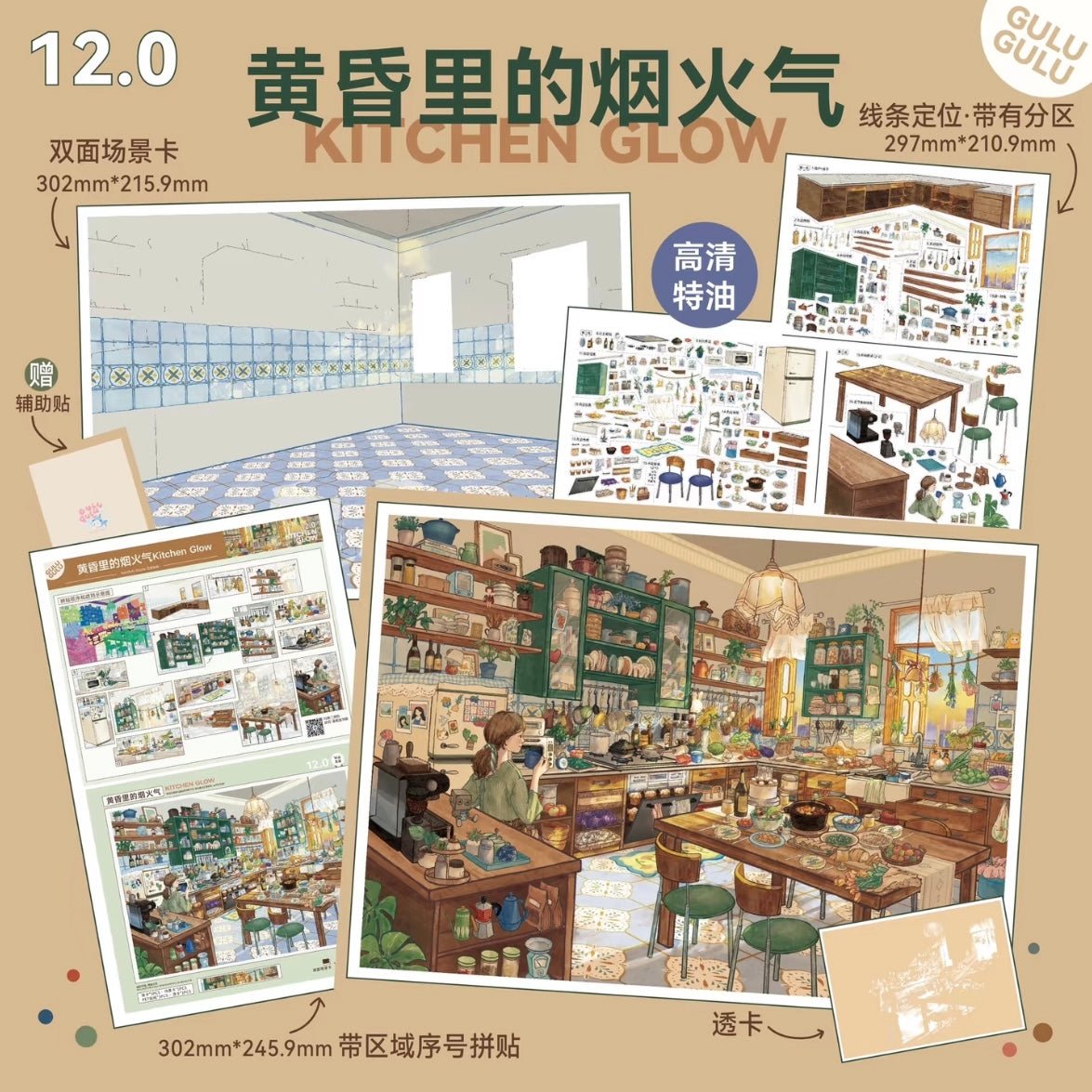 GuluGulu Vol. 12 Slow Life Series Twilight Fireworks Botanical Shop Draft House and Secret Visitor Boundless Creation Space - L - JoyJollyCrafts