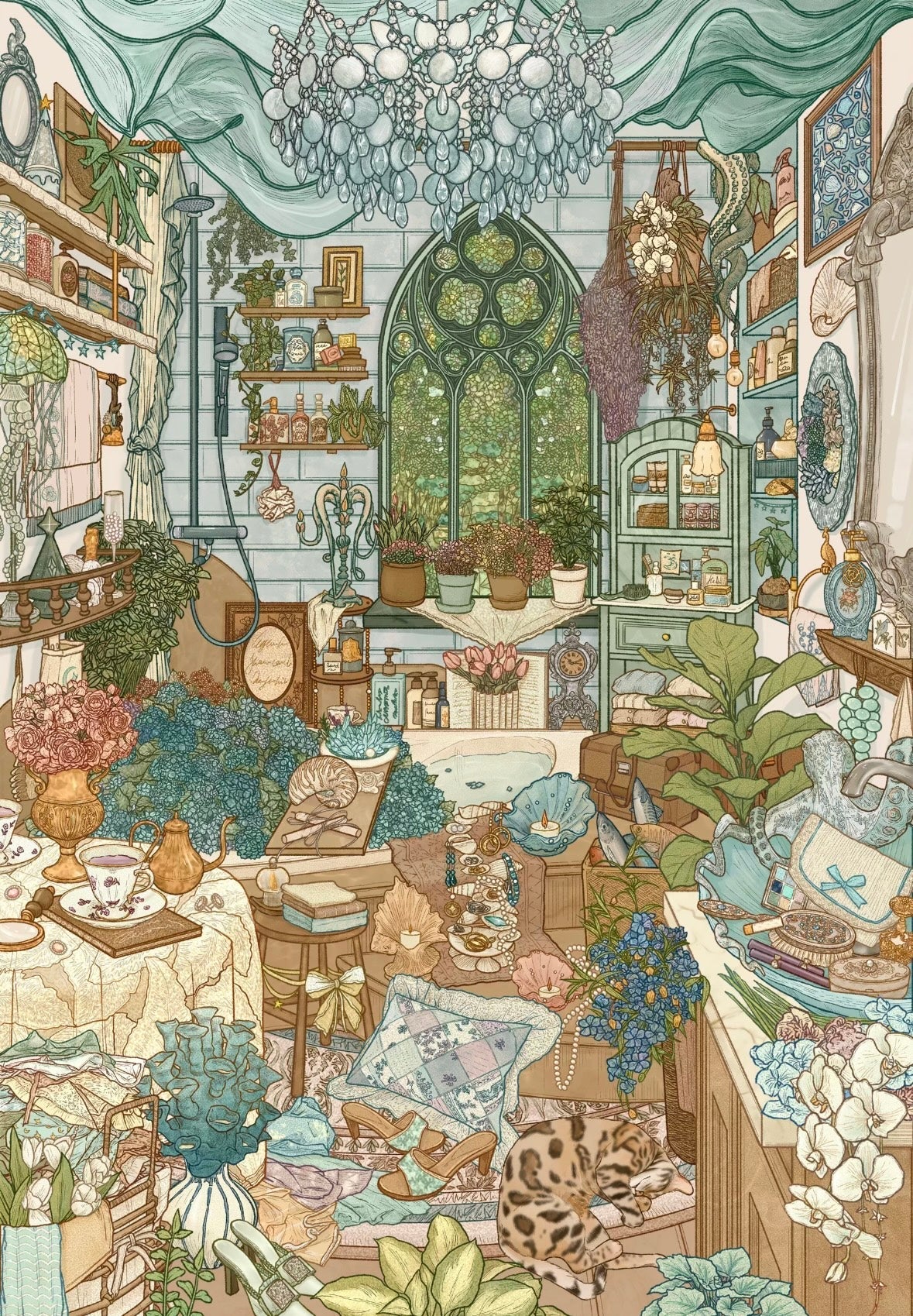 HEZIXINGDONG 7.0 Witch Series The Herbal Witch's Workshop / The Sea Witch's Bathroom - L - JoyJollyCrafts