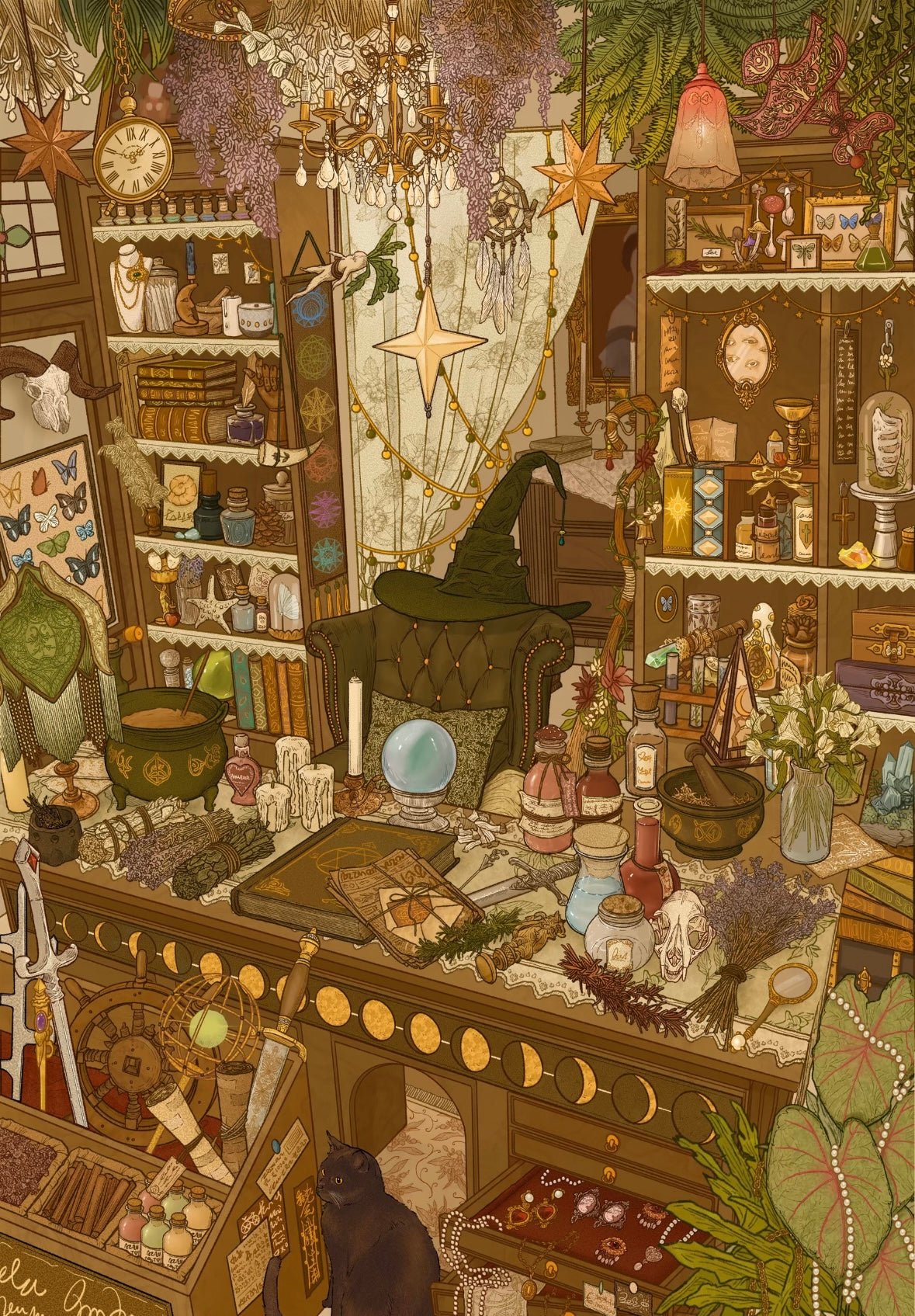 HEZIXINGDONG 7.0 Witch Series The Herbal Witch's Workshop / The Sea Witch's Bathroom - L - JoyJollyCrafts