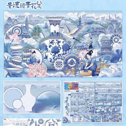 Intangible Heritage Vol. 2 Moon Palace Blessings Jingdezhen Blue-and-White Porcelain Minnan Lanterns - L - JoyJollyCrafts