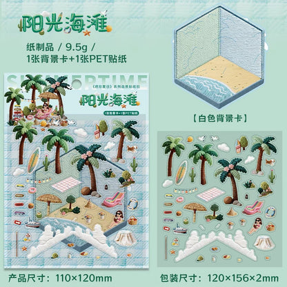 KETCHUP Girl Embroidery Needle Summer Series Beach vacation Sunny Beach Moonlight over the Lotus Pond - S - JoyJollyCrafts