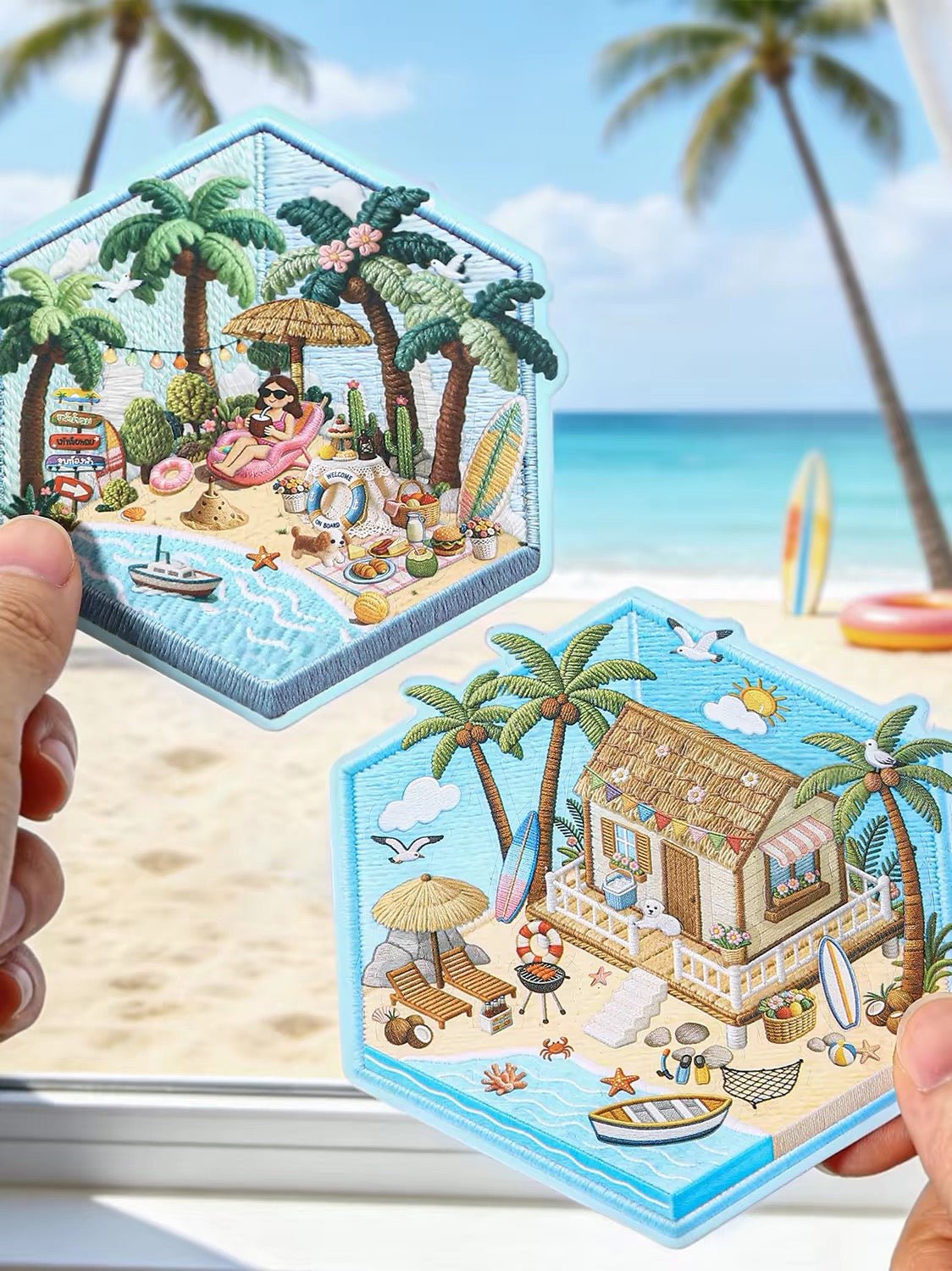 KETCHUP Girl Embroidery Needle Summer Series Beach vacation Sunny Beach Moonlight over the Lotus Pond - S - JoyJollyCrafts