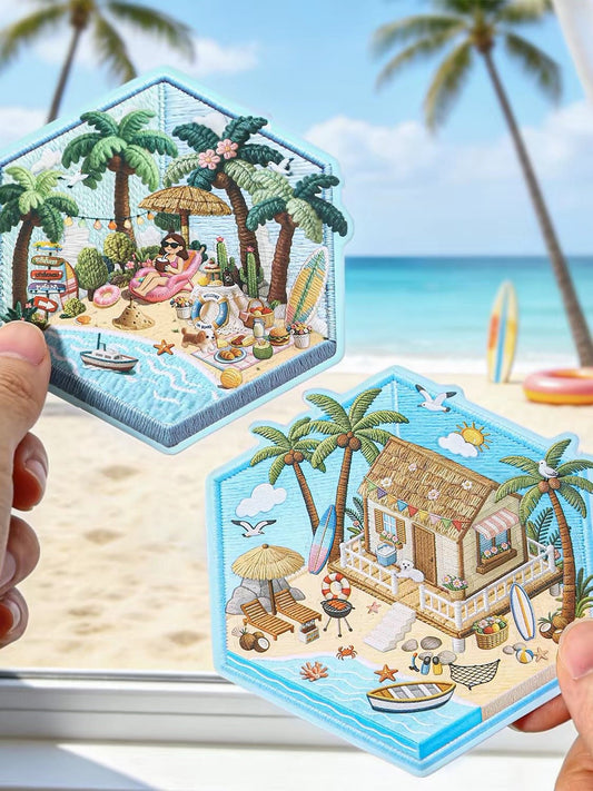 KETCHUP Girl Embroidery Needle Summer Series Beach vacation Sunny Beach Moonlight over the Lotus Pond - S - JoyJollyCrafts