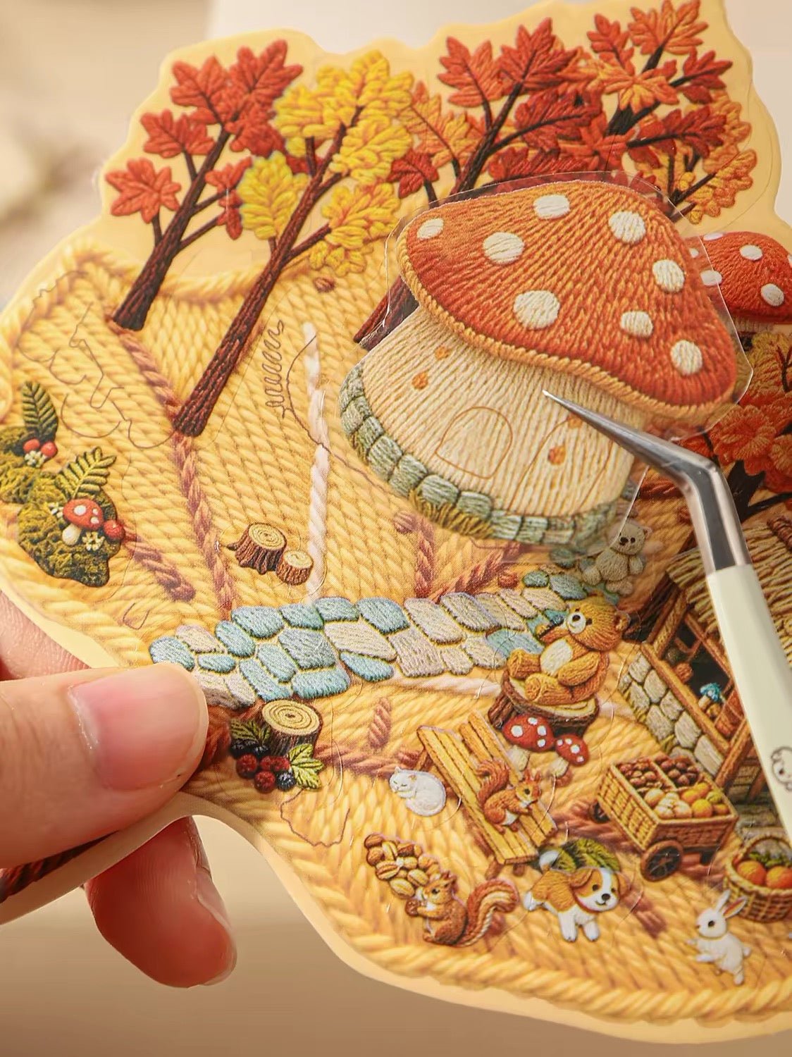 KETCHUP Girl Needle-embroidered Autumn Bountiful Autumn Autumn Forest Walk Autumn Camping Autumn Courtyard Tales - S - JoyJollyCrafts