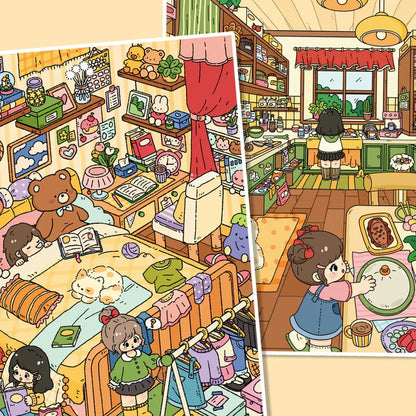 Large Vol. 20 Bedroom & Kitchen Series Busy Little Kitchen Cute Little Bedroom - L - JoyJollyCrafts