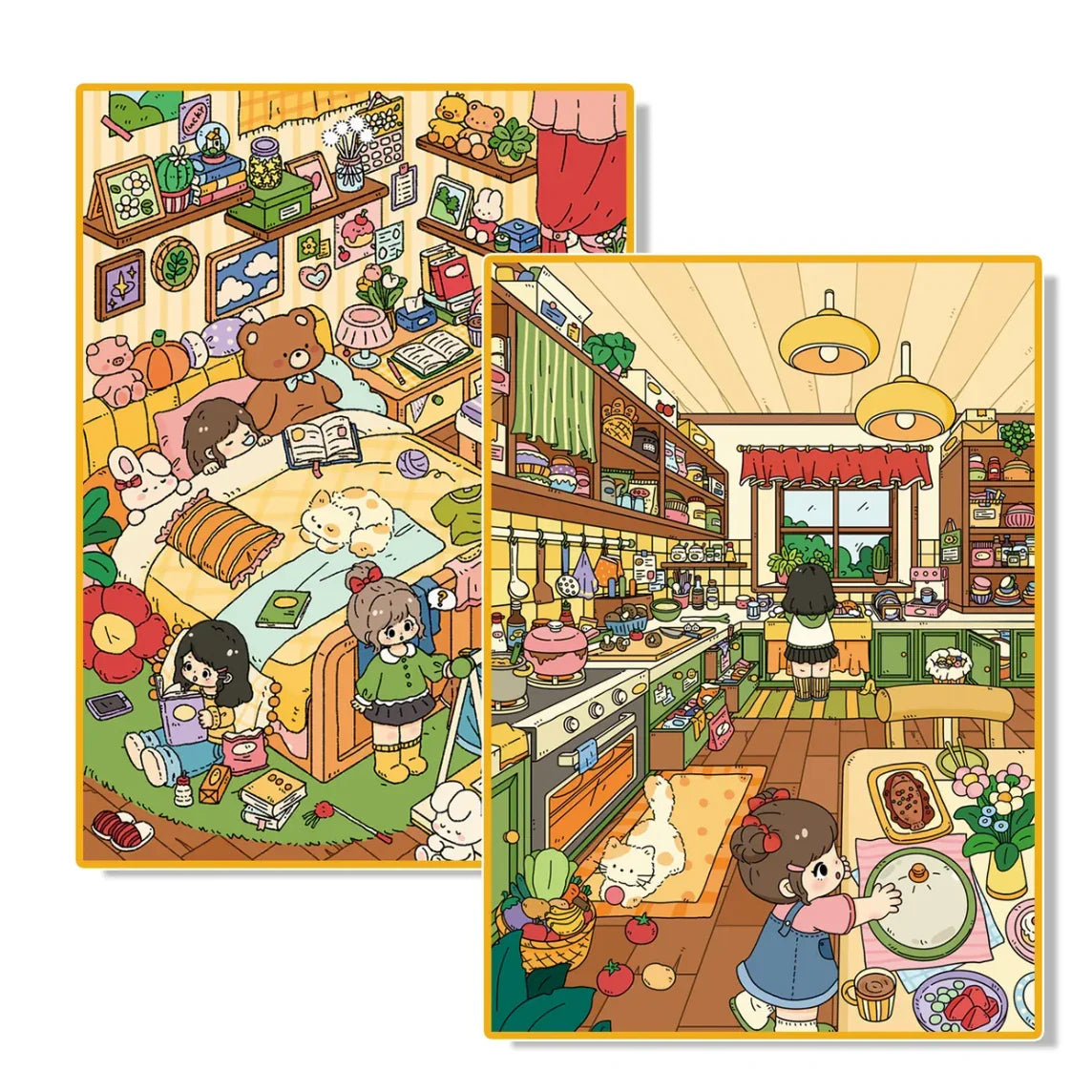 Large Vol. 20 Bedroom & Kitchen Series Busy Little Kitchen Cute Little Bedroom - L - JoyJollyCrafts