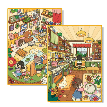 Large Vol. 20 Bedroom & Kitchen Series Busy Little Kitchen Cute Little Bedroom - L - JoyJollyCrafts