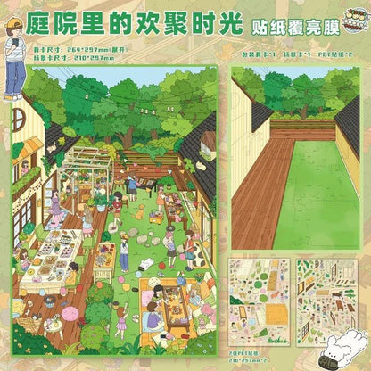 Large Vol. 37 Lively Gathering Under the Trees Courtyard Gathering Time - L - JoyJollyCrafts