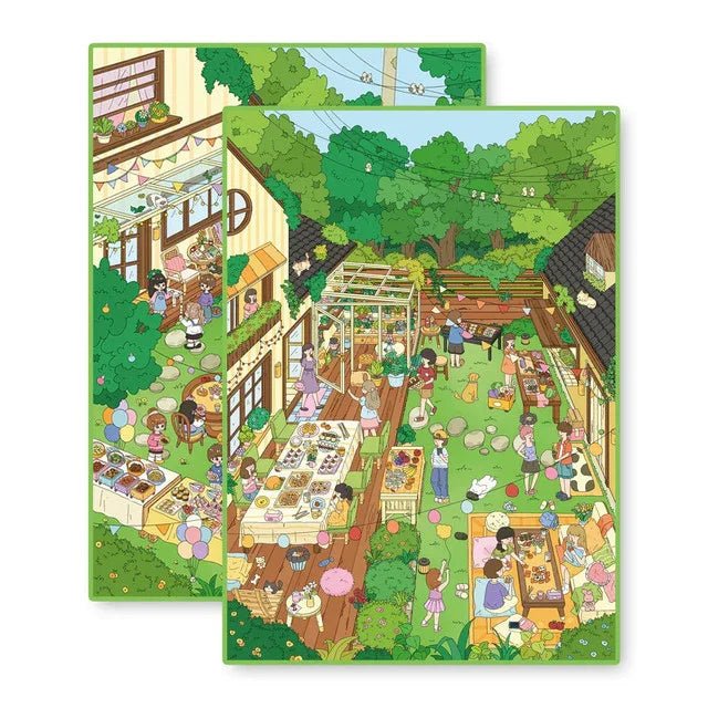 Large Vol. 37 Lively Gathering Under the Trees Courtyard Gathering Time - L - JoyJollyCrafts