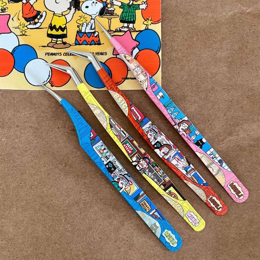 Manlishe Tweezers Vol. 2 Red Angled Tip Tweezers / Yellow Angled Tip Tweezers - JoyJollyCrafts