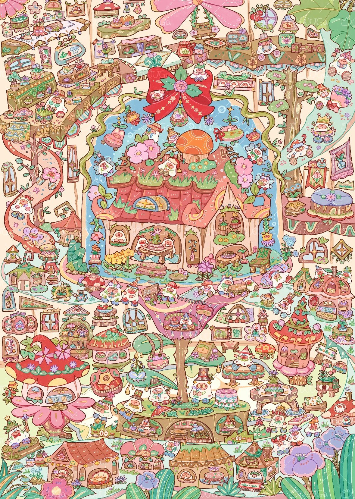 MANMANZHI Vol. 1 Rabbit Town Food Alley Mushroom House Plant Exploration Bureau Rabbit Corner Gift Workshop - L - JoyJollyCrafts