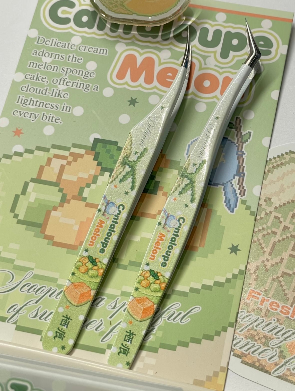 Melon Pixel Tweezers Angled Tip Tweezers Curved Tip Tweezers - S - JoyJollyCrafts