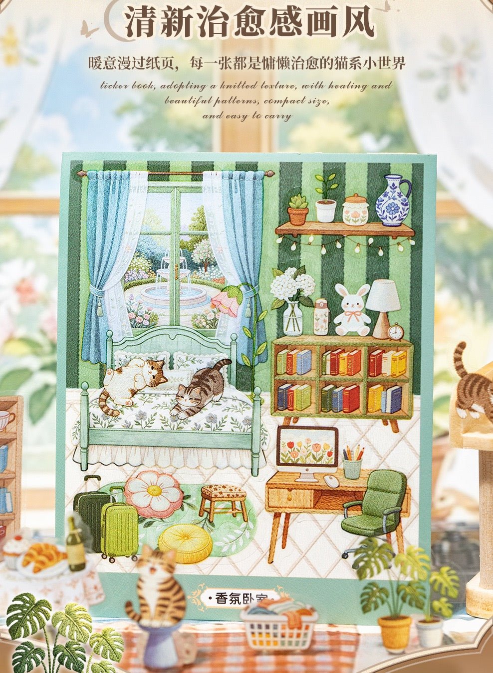 Mini Embroidered Scene Sticker Book Blue Blown - S - JoyJollyCrafts