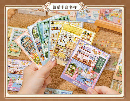 Mini Embroidered Scene Sticker Book Blue Blown - S - JoyJollyCrafts