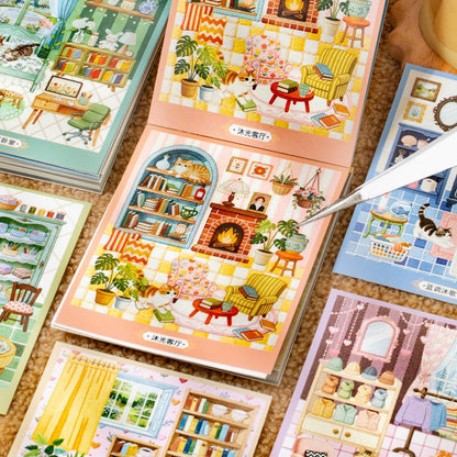 Mini Embroidered Scene Sticker Book Blue Blown - S - JoyJollyCrafts