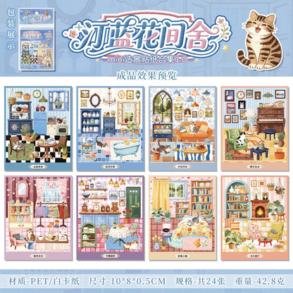 Mini Embroidered Scene Sticker Book Blue Blown - S - JoyJollyCrafts