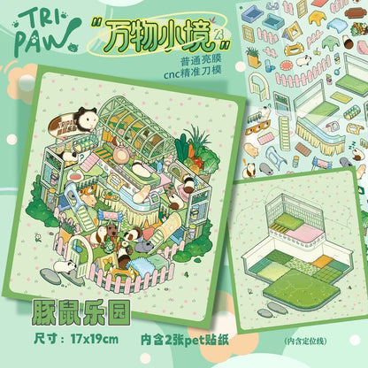 Mini Worlds Vol. 23 Xuanwu Realm + Bird Sanctuary Totoro Cabin + Guinea Pig Park Dream Threads + Ink Desk - M - JoyJollyCrafts
