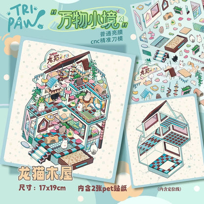 Mini Worlds Vol. 23 Xuanwu Realm + Bird Sanctuary Totoro Cabin + Guinea Pig Park Dream Threads + Ink Desk - M - JoyJollyCrafts