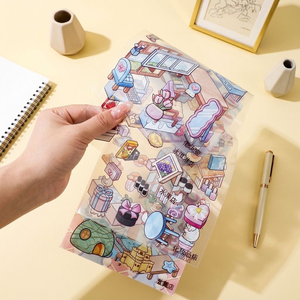 Miniature embroidery Miniature Embroidered Landscape Stickers Collection Book Purple - M - JoyJollyCrafts