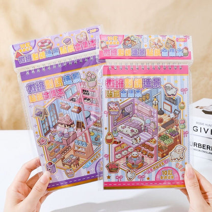 Miniature embroidery Miniature Embroidered Landscape Stickers Collection Book Purple - M - JoyJollyCrafts