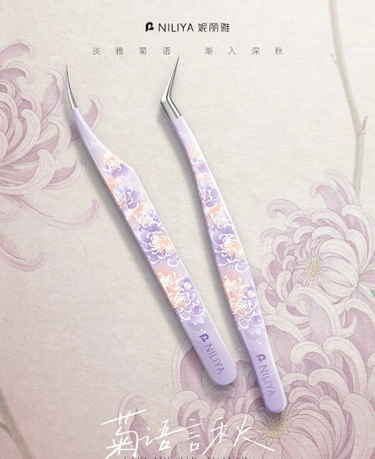 NILIYA Chrysanthemum-tip forceps Angled Tip Tweezers / Curved Tip Tweezers - JoyJollyCrafts