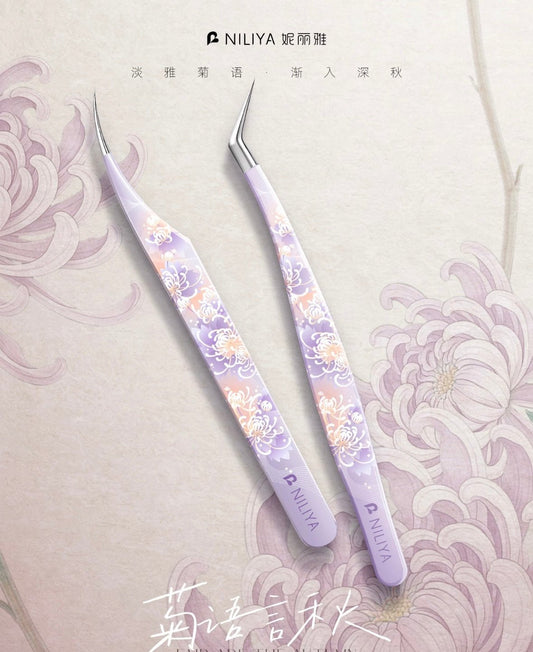 NILIYA Chrysanthemum-tip forceps Angled Tip Tweezers / Curved Tip Tweezers - JoyJollyCrafts