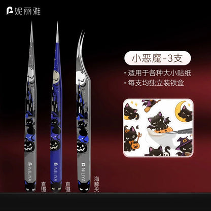 NILIYA Halloween-themed tweezers Ghost Party - Angled Tip Tweezers / Ghost Party - Dolphin Tweezers - JoyJollyCrafts