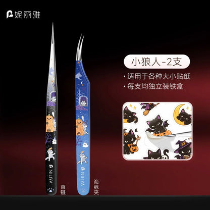 NILIYA Halloween-themed tweezers Ghost Party - Angled Tip Tweezers / Ghost Party - Dolphin Tweezers - JoyJollyCrafts