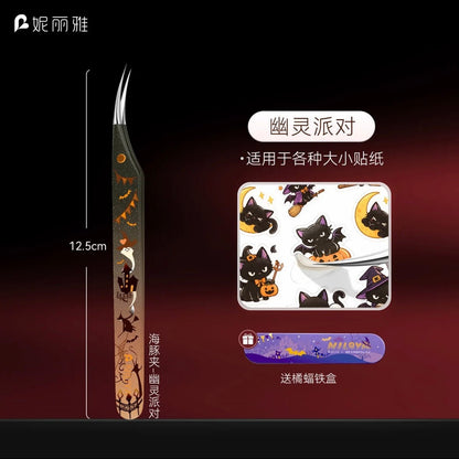 NILIYA Halloween-themed tweezers Ghost Party - Angled Tip Tweezers / Ghost Party - Dolphin Tweezers - JoyJollyCrafts
