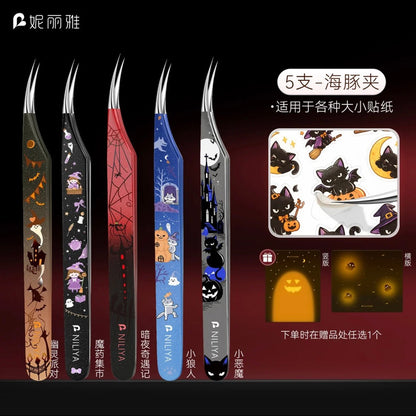 NILIYA Halloween-themed tweezers Ghost Party - Angled Tip Tweezers / Ghost Party - Dolphin Tweezers - JoyJollyCrafts