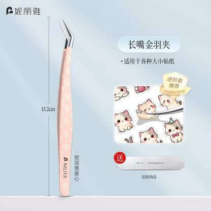 NILIYA Pink Diamond Tweezers Angled Tip Tweezers Curved Tip Tweezers - S - JoyJollyCrafts
