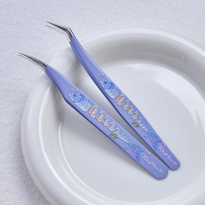 One Tail Fish Tweezers Angled Tip Tweezers - One Tail Fish Tweezers Curved Tip Tweezers - One Tail Fish Tweezers - S - JoyJollyCrafts