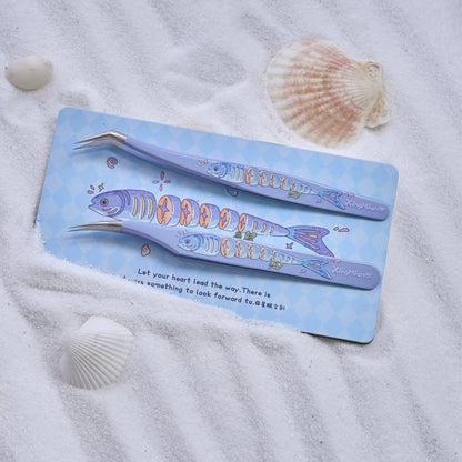 One Tail Fish Tweezers Angled Tip Tweezers - One Tail Fish Tweezers Curved Tip Tweezers - One Tail Fish Tweezers - S - JoyJollyCrafts