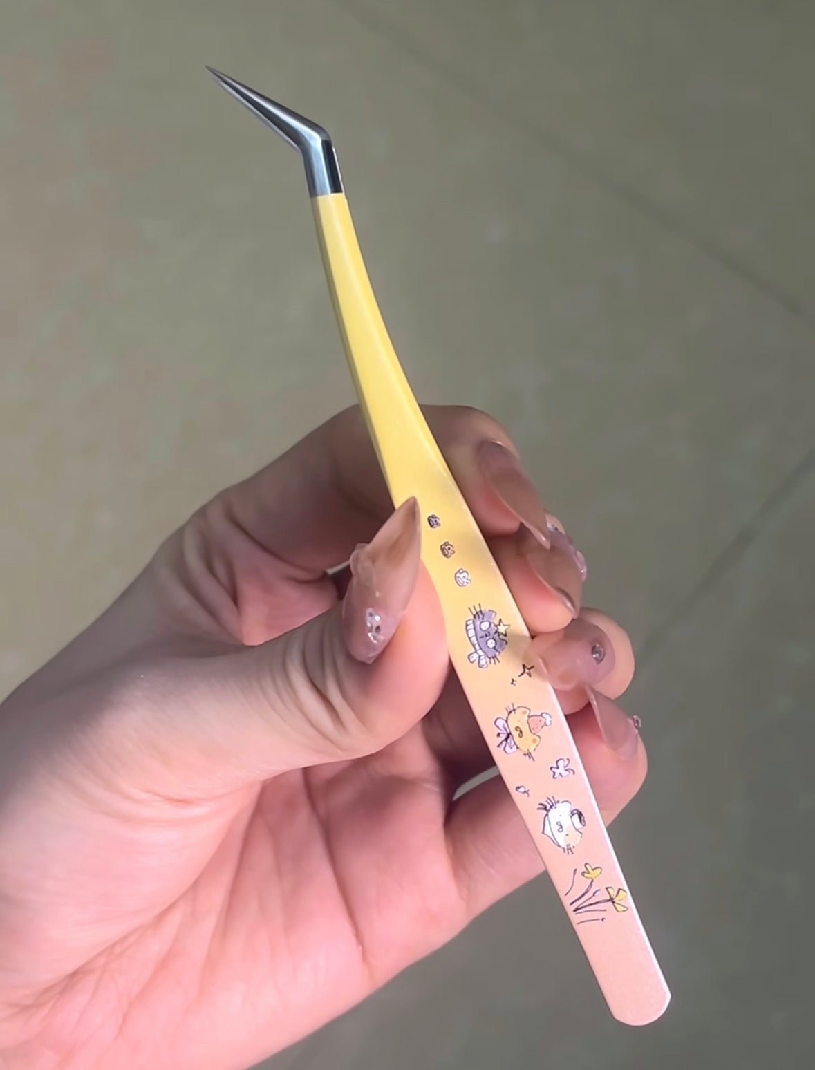 QIHENG Pixel-style Hami melon epoxy resin tweezers Curved Tip Tweezers / Angled Tip Tweezers - JoyJollyCrafts