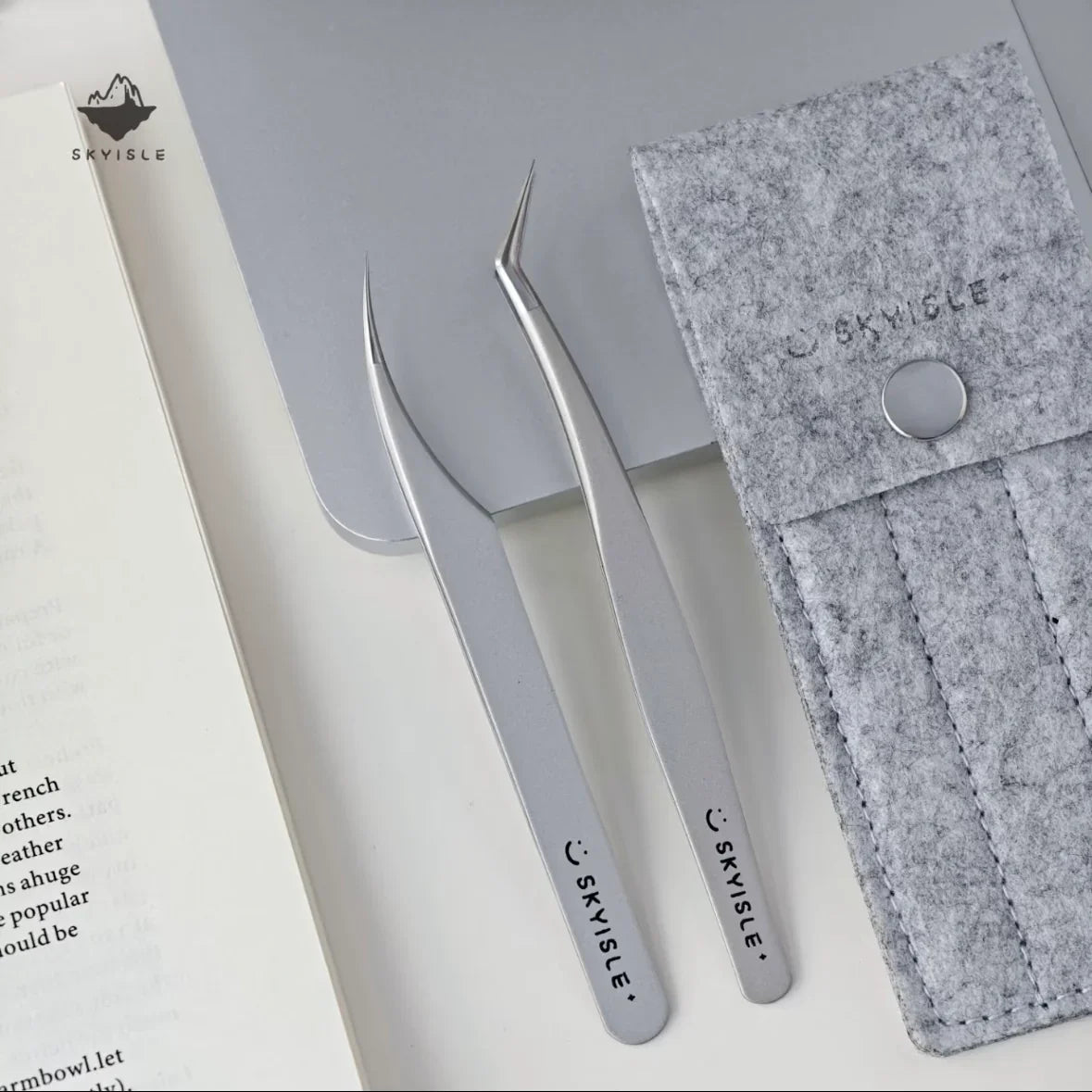 SKYISLE Minimalist Silver-Gray Tweezers 2-Pack Set - JoyJollyCrafts