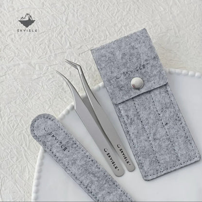 SKYISLE Minimalist Silver-Gray Tweezers 2-Pack Set - JoyJollyCrafts