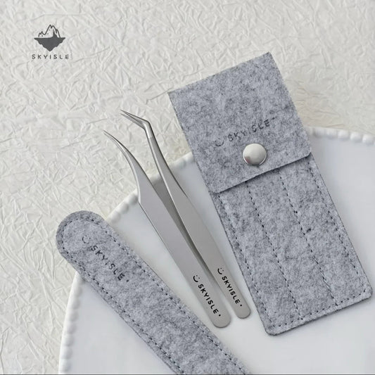 SKYISLE Minimalist Silver-Gray Tweezers 2-Pack Set - JoyJollyCrafts