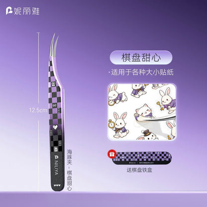 Spade Checkerboard Tweezers A B C D Checkerboard Sweetheart - Dolphin Tweezers - S - JoyJollyCrafts