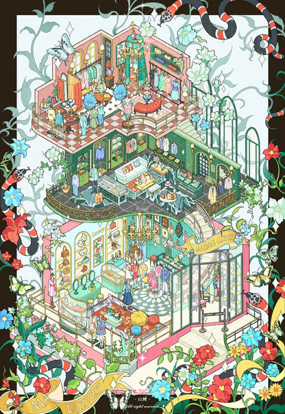Sticker Park Vol. 1 Luxury Mirror Moments Floral Luxury Mansion Caramel Sweet Villa Golden Light Ball Home of Beloved Treasures - L - JoyJollyCrafts